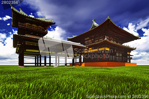 Image of Zen buddhist temple in the mountains