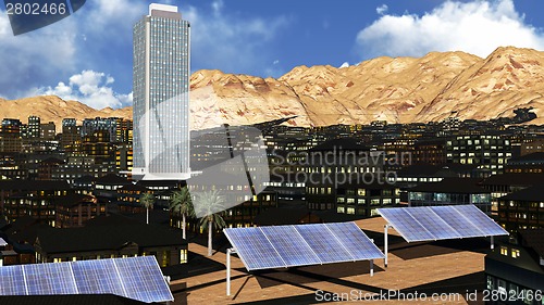 Image of Solar panels in city