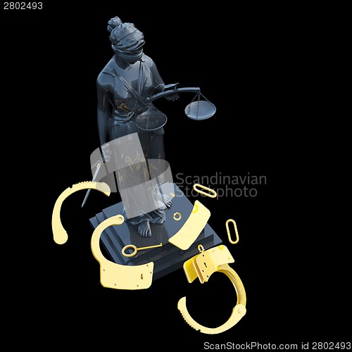 Image of Lady of Justice &amp; handcuffs