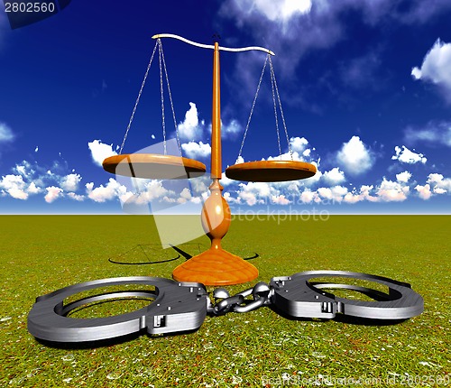 Image of Scales of justice and handcuffs