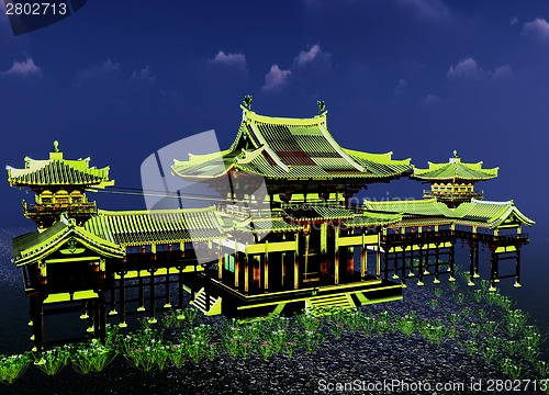 Image of Zen buddhist temple in the mountains