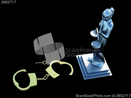 Image of Lady of Justice &amp; handcuffs