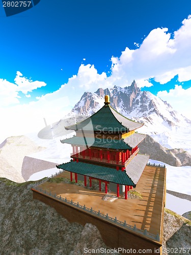 Image of Zen buddhist temple in the mountains