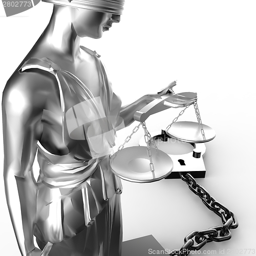 Image of Themis statue and handcuffs