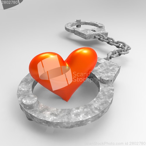 Image of Love heart in handcuffs