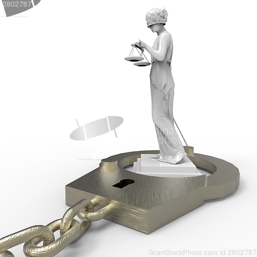 Image of Themis statue and handcuffs