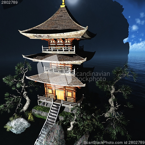 Image of Zen buddhist temple in the mountains