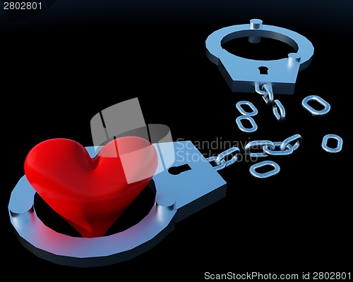 Image of Handcuffs and heart symbol