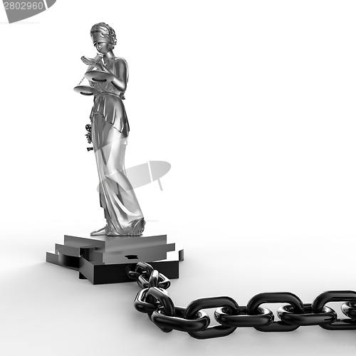 Image of Themis statue and handcuffs