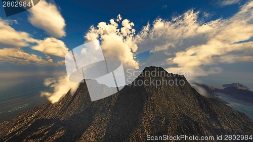 Image of Volcanic eruption on island