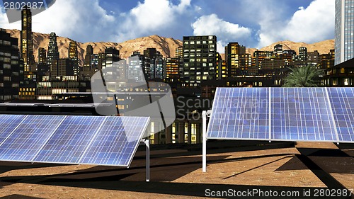 Image of Solar panels in city