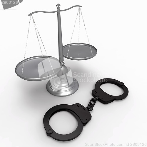 Image of Scales of justice and handcuffs