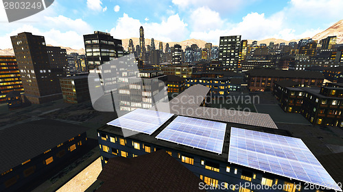 Image of Solar panels in city