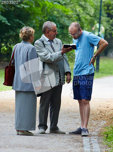 Image of Two elderly Jehovah&#39;s Witnesses