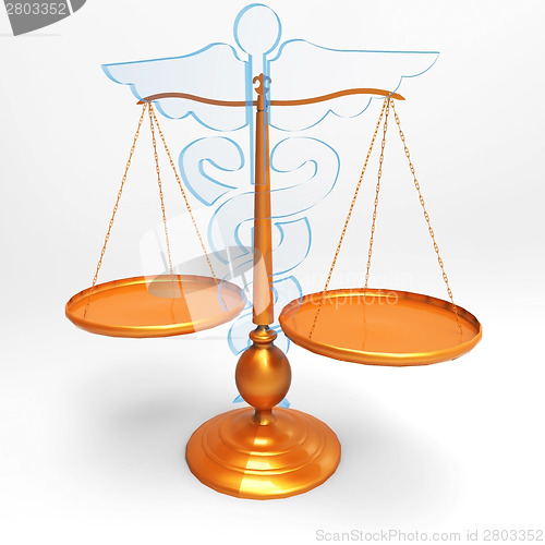 Image of Asclepius &amp; Justice scale