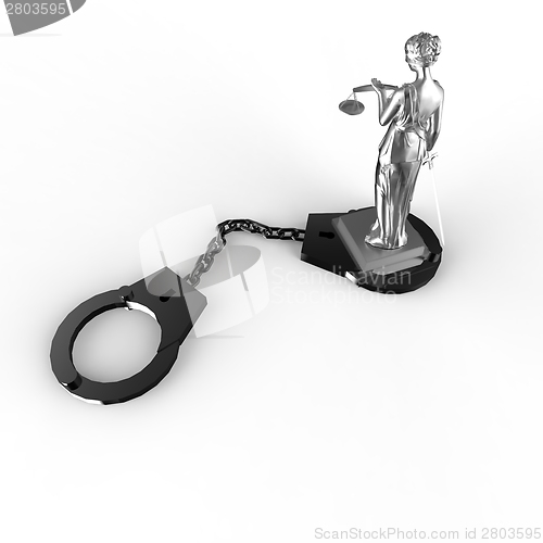 Image of Themis statue and handcuffs