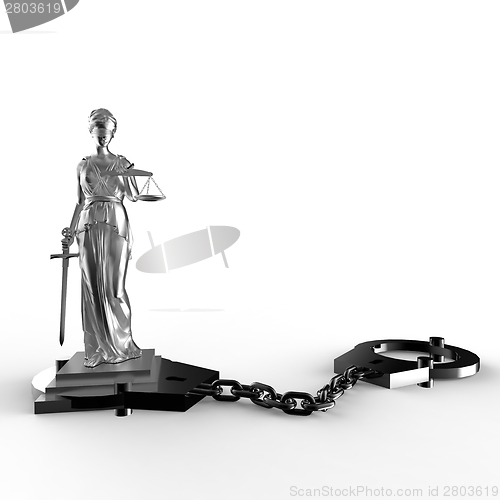 Image of Themis statue and handcuffs