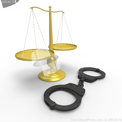 Image of Scales of justice and handcuffs