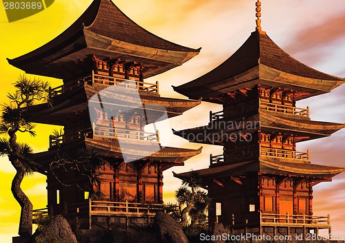 Image of Buddhist temple in the mountains