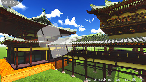 Image of Zen buddhist temple in the mountains