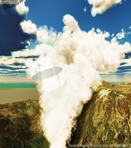 Image of Volcanic eruption on island