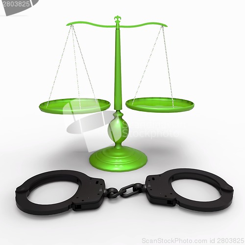 Image of Scales of justice and handcuffs