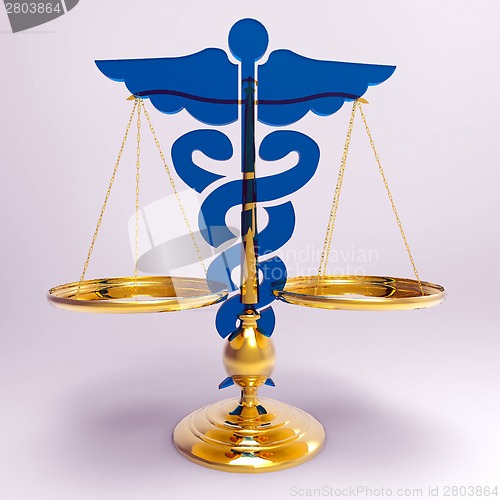 Image of Asclepius &amp; Justice scale