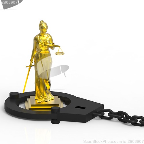 Image of Themis statue and handcuffs