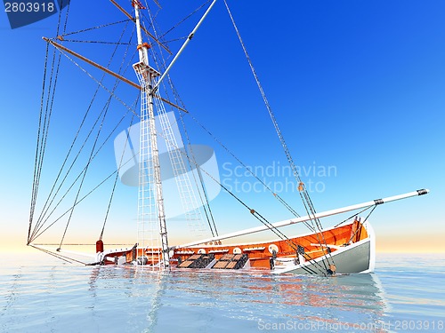 Image of Old pirate frigate on stormy seas