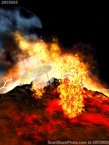 Image of Volcanic eruption on island