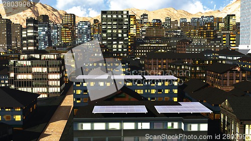 Image of Solar panels in city