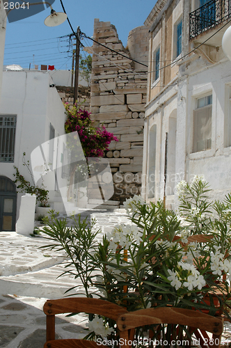 Image of street scene with ancient church