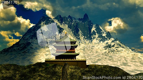 Image of Zen buddhist temple in the mountains