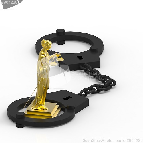Image of Themis statue and handcuffs