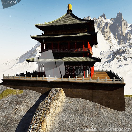 Image of Zen buddhist temple in the mountains