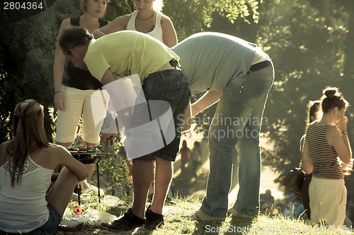 Image of Young people on barbecue