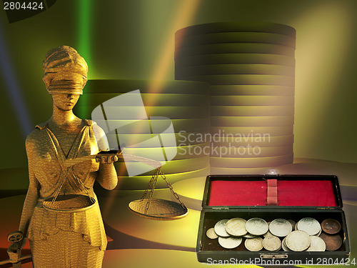 Image of Themis and coins