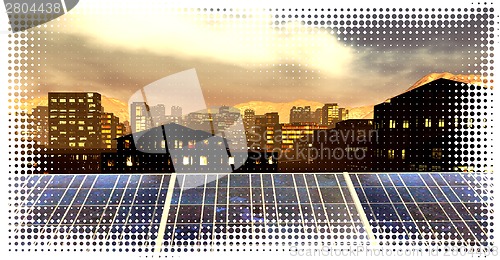 Image of Solar power panels in city