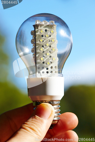 Image of Light bulb held in palm