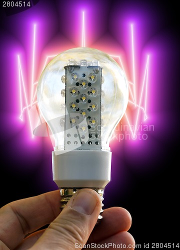 Image of Light bulb held in palm