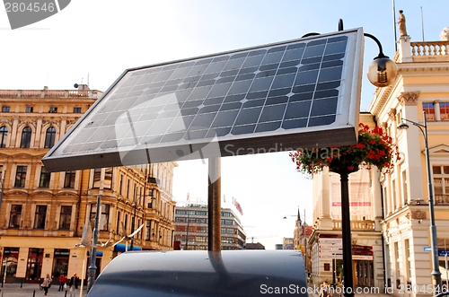 Image of building and solar power panel