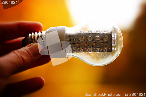 Image of Light bulb held in palm