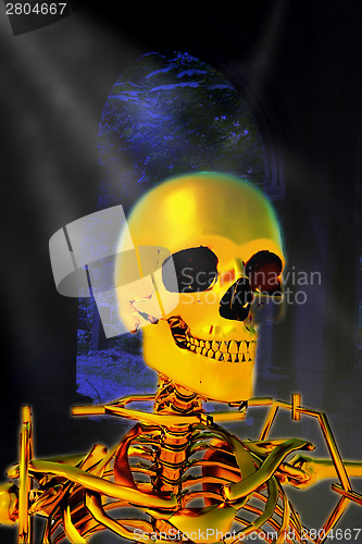 Image of Golden human skeleton