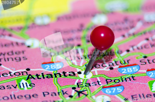 Image of atlanta city pin on the map