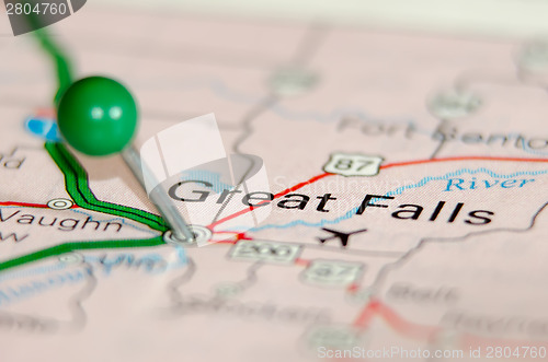 Image of great falls city pin on the map
