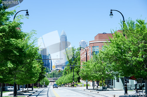 Image of looking at charlotte the queen city financial district from a di