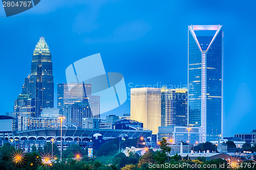 Image of looking at charlotte the queen city financial district from a di