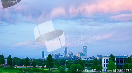 Image of looking at charlotte the queen city financial district from a di