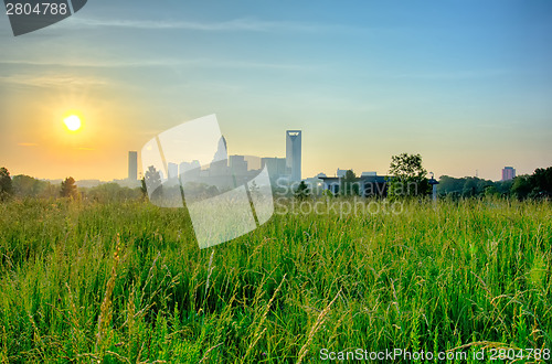 Image of looking at charlotte the queen city financial district from a di