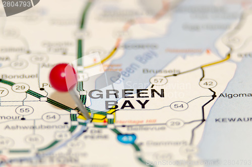 Image of green bay city pin on the map